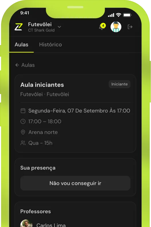 App da My Skillzy mostrando o detalhe de uma aula do aluno